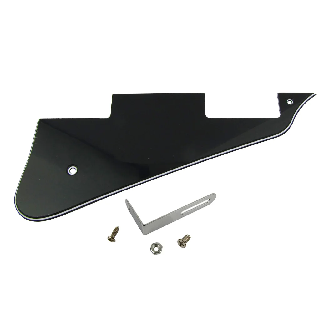 

NEW 3Ply Black PVC LP Electric Guitar Pickguard Scratch Plate with Chrome Bracket for LP Guitar Parts