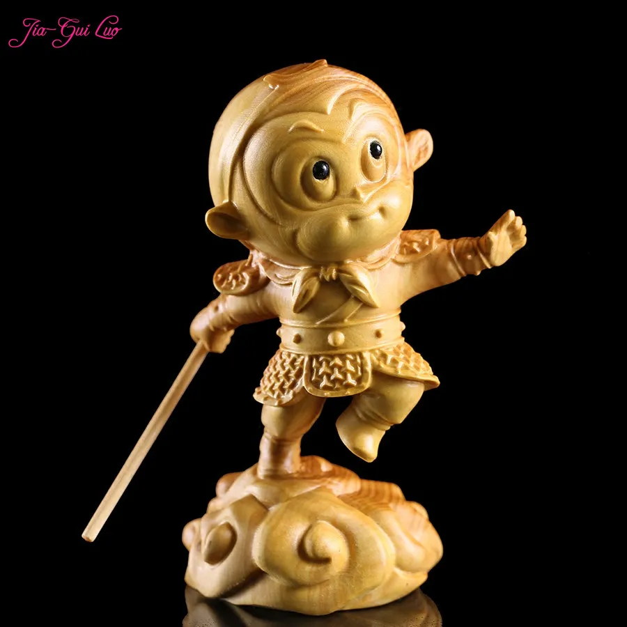 Koop JIA GUI LUO Creatieve buxus houtsnijwerk craft aap Chinese stijl home decoratie hout accessoires Zon Wukong A042
