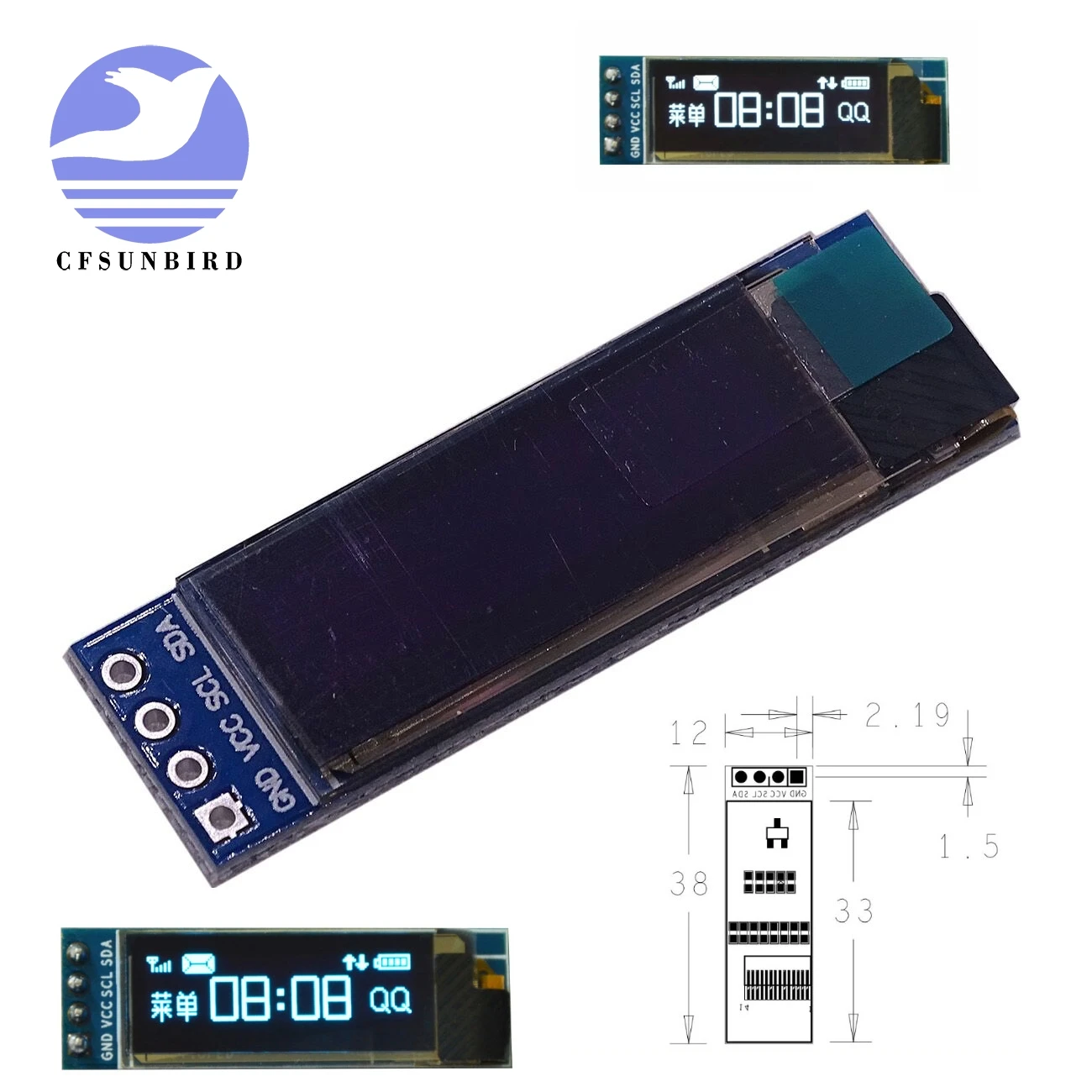 CFsunbird 0 91 дюйма 12832 Φ 91X32 O светодиодный ЖК дисплей модуль IIC Communicate|Интегральные