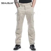 SEAUSLIM хлопковые повседневные брюки мужские весенние грузовые тактические рабочие брюки однотонные армейские Длинные Военные Брюки Мужская одежда LQ-BML-02