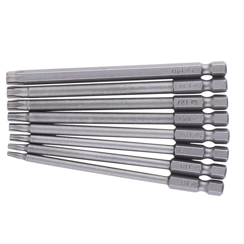 

8 Pcs/Set 1/4" Hex Shank 100mm Magnetic Torx Screwdriver Bits Set Electric Screwdriver Tools T8-T40