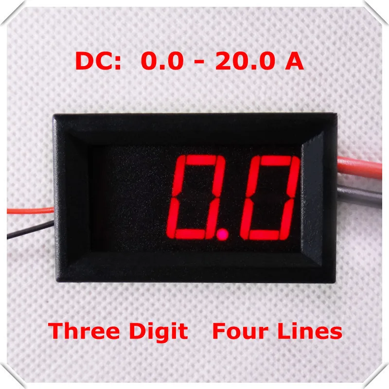 

RD 0.56" Digital Ammeter AMP DC 0-20A Four wires 3 digit Current Panel Meter led Display Color: Red [ 4 pieces / lot]