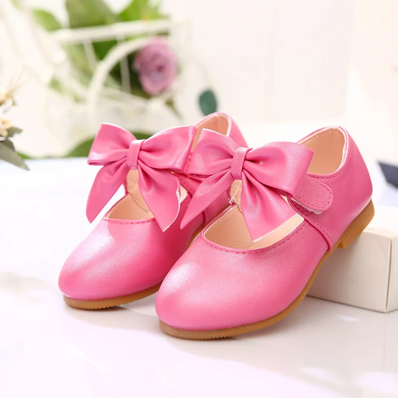 Новинка; сезон весна-лето-осень; детская обувь; обувь для девочек; обувь принцессы; модная детская обувь с бантом; повседневные кроссовки - Цвет: hot pink