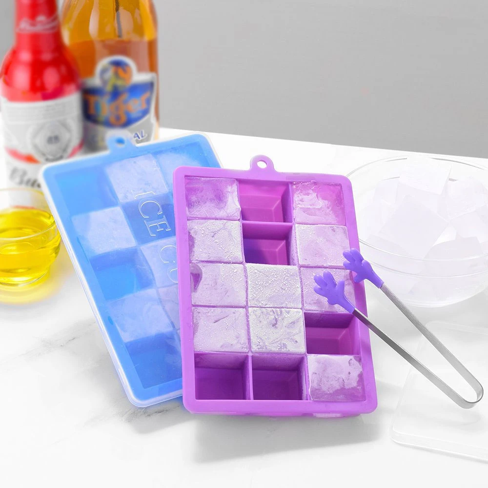 1 шт силиконовый лоток для льда с крышкой профессиональный класс гибкий BPA бесплатно покрытый кубик льда с 15 кубиками идеального размера