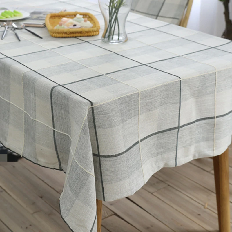 

New Design Grid Pattern Cotton Linen Cotton Table Cloth For Dustproof Home Decor Dinner End Table Cover 1pcs Tablecloth manteles