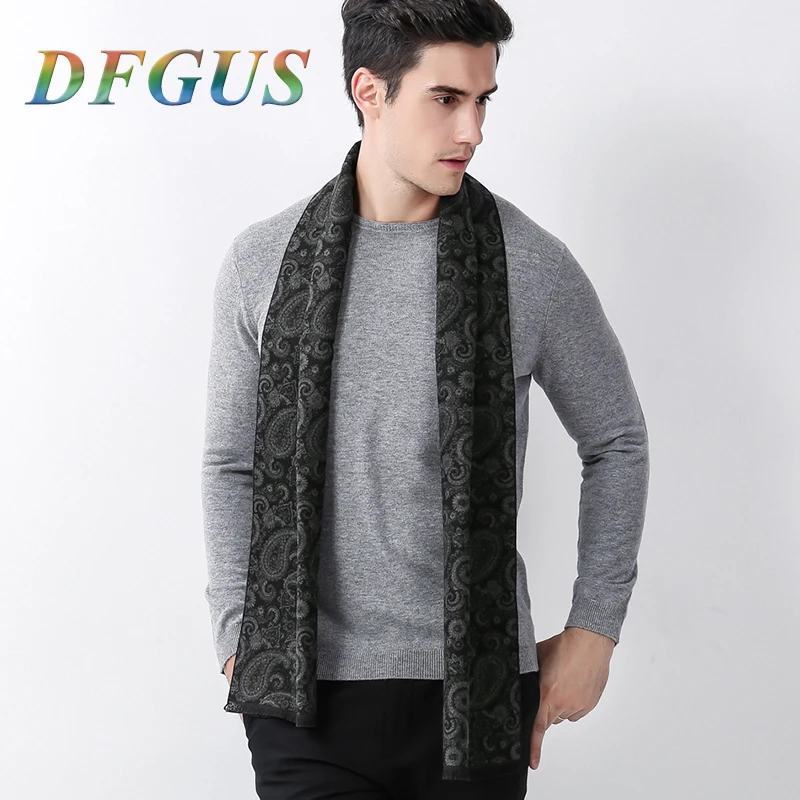 Classic Men's Winter Scarf Long Warm Printed Cashmere Scarf For Men