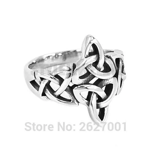 

Wholesale Silver Celtic Knot Ring Stainless Steel Jewelry Claddagh Style Fashion Motor Biker Women Ring SWR0637B