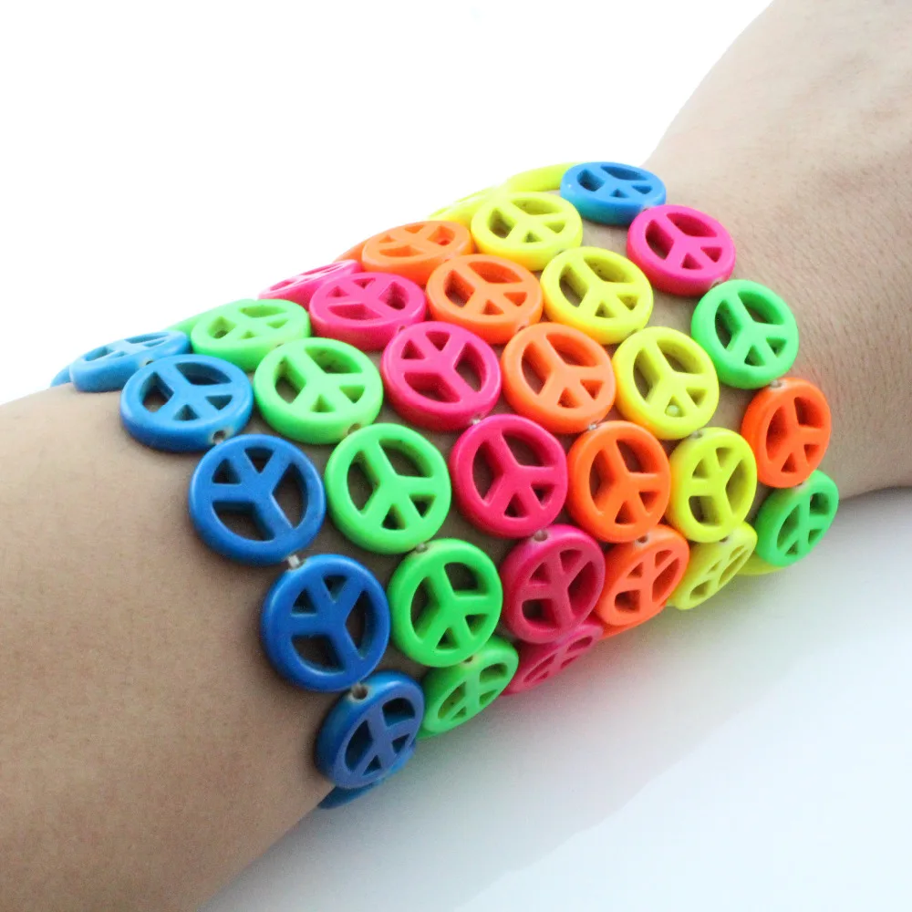 2018 Autumn Fashion Jewelry Fluorescent Stretch Neon Bracelet Peace