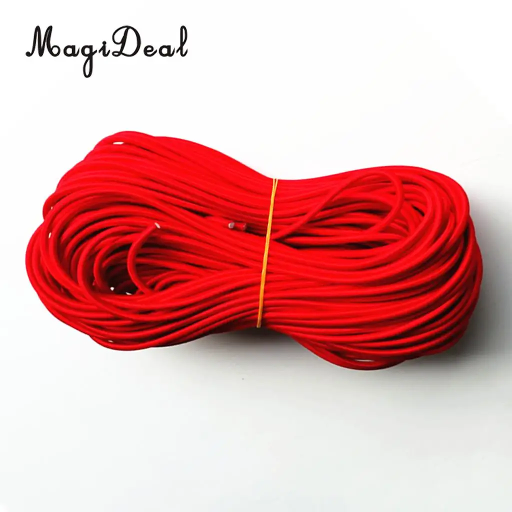 MagiDeal High Strength 5mm Red Elastic Rubber Bungee Rope Shock Cord Tie Down Boats Trailers for Boats Kayaks Canoe Surf Board