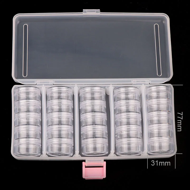 1 Набор 190*95 мм(с 25 шт маленькой коробкой) прозрачные пустые коробки для маникюра с блестками для хранения ногтей Стразы Чехол Съемный