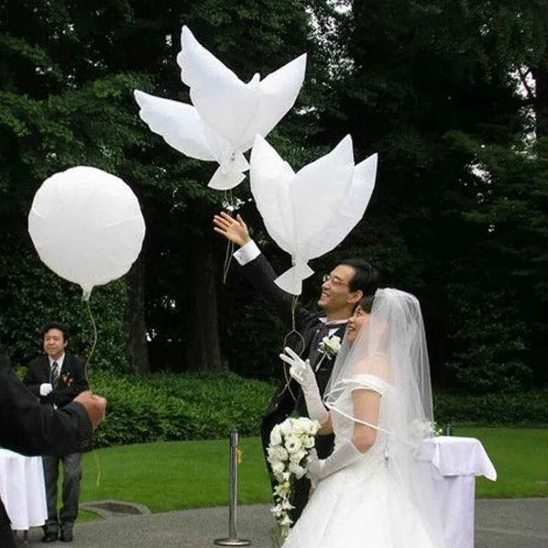 

3pcs Large Size Wedding Party decoration white dove balloon orbs peace bird pigeons balloon marriage Graduation helium balloon