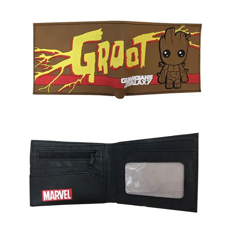 Новинка, кошелек для монет Groot, двойной, мультяшный, короткий кошелек, цветной, с принтом, держатель для карт, на молнии, Poucht, для мальчиков и девочек, кошельки для подростков, подарок - Цвет: 02