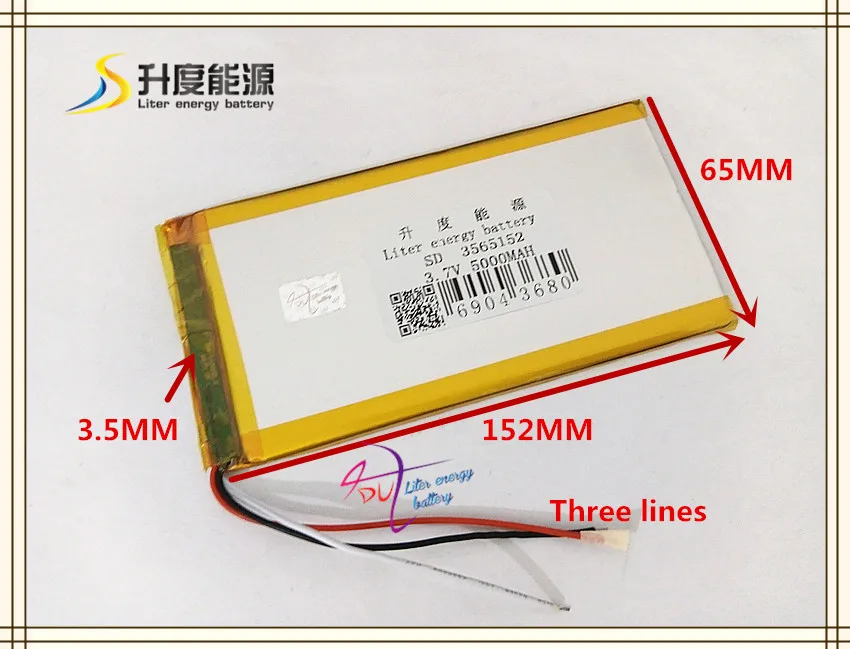3,7 V 5000mAh 3565152 полимерный литий-ионный/литий-ионный аккумулятор для планшетных ПК, банка питания, сотового телефона
