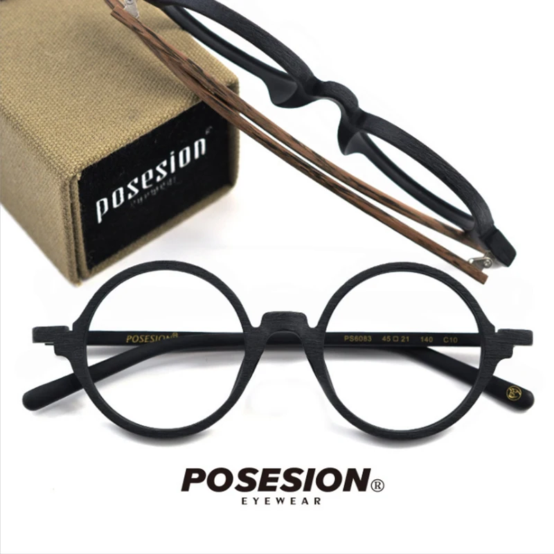 

POSESION Optical Eyeglasses Frame Men Women Retro Round Computer Eye Glasses Spectacle Frame For Clear Lens Male Eyewear PS6083