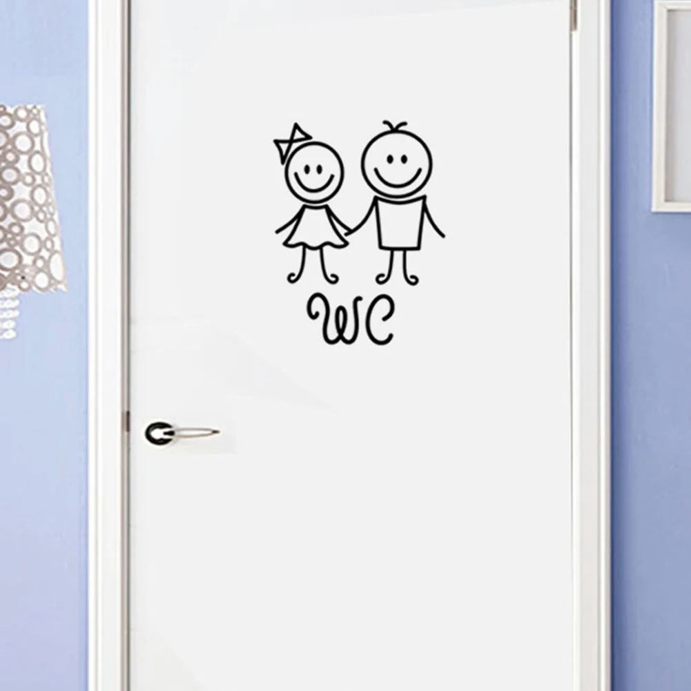 

PVC Toilet Girl Boy WC Bathroom Reusable Removable Decorative Door Sticker Home Easy Apply Cute Waterproof Washroom Cartoon