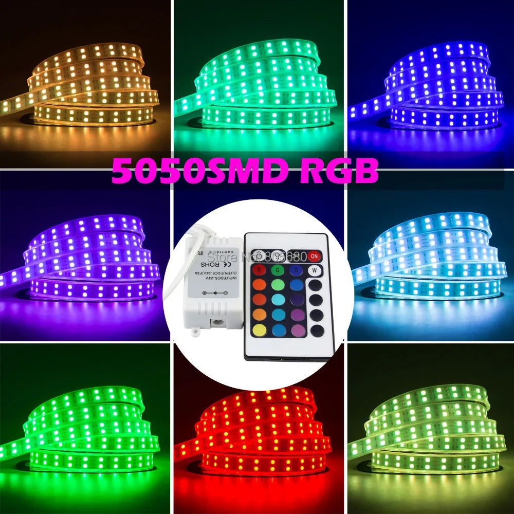 Водонепроницаемый IP65 5 М 5050 smd 600led Гибкая световая полоса DC12V 5050 Светодиодные полосы Водонепроницаемый 100 м/лот