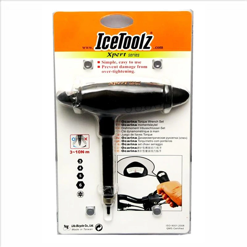 IceToolz Ocarina Bike L-Handle 3-10Nm Torque Wrench w/ 5 bits hex and T25 
