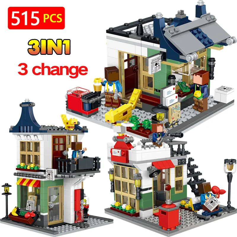 

New Hot LegoINGLYS City Street View Store Architecture Technic Building Blocks Mini Action Figures Bricks Enlightening Toys