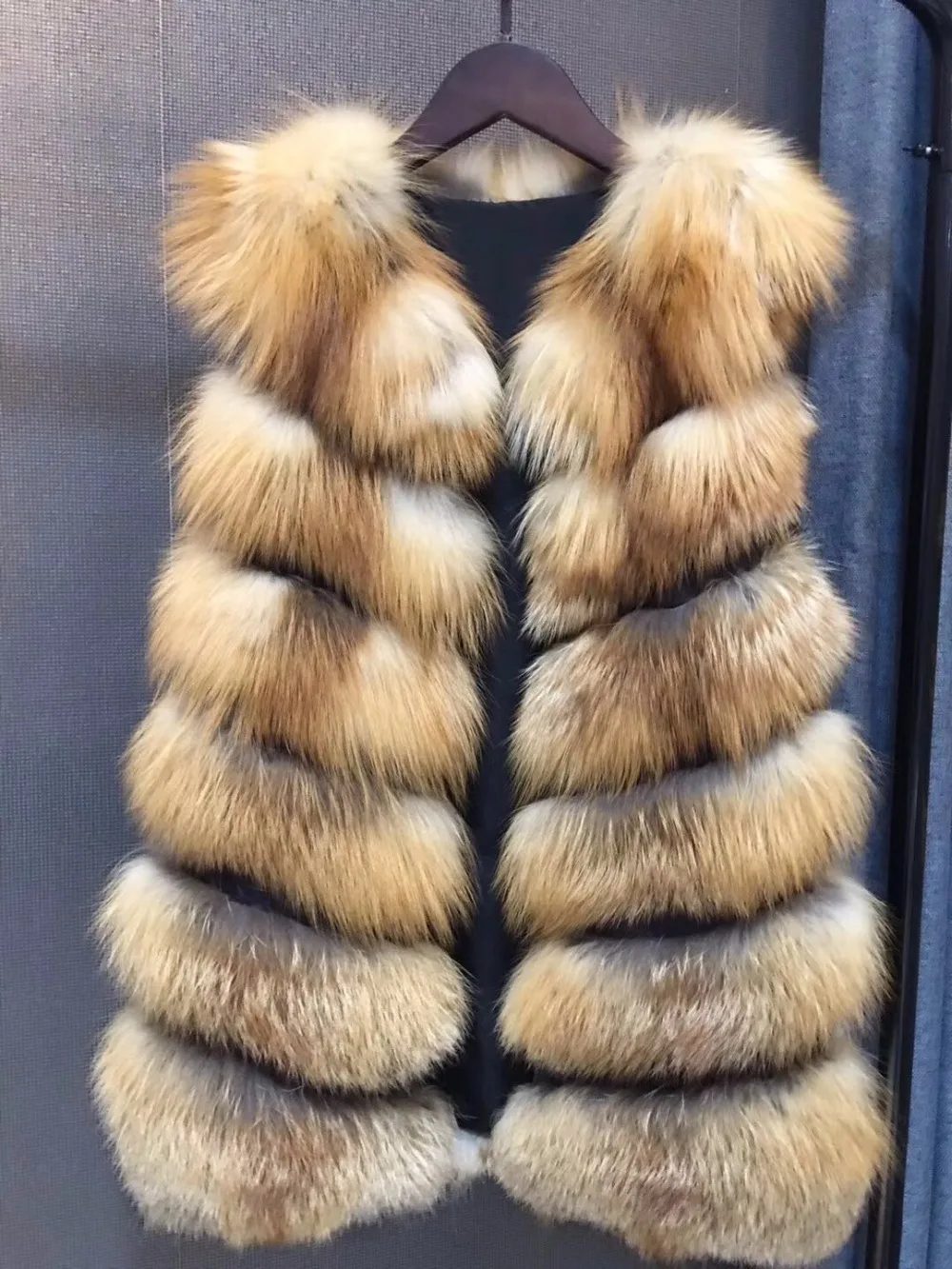 Gilet Hiver Veste Réel Épais Red Fourrure Naturel Femmes Russe Fox Style Véritable yvmnw80NO