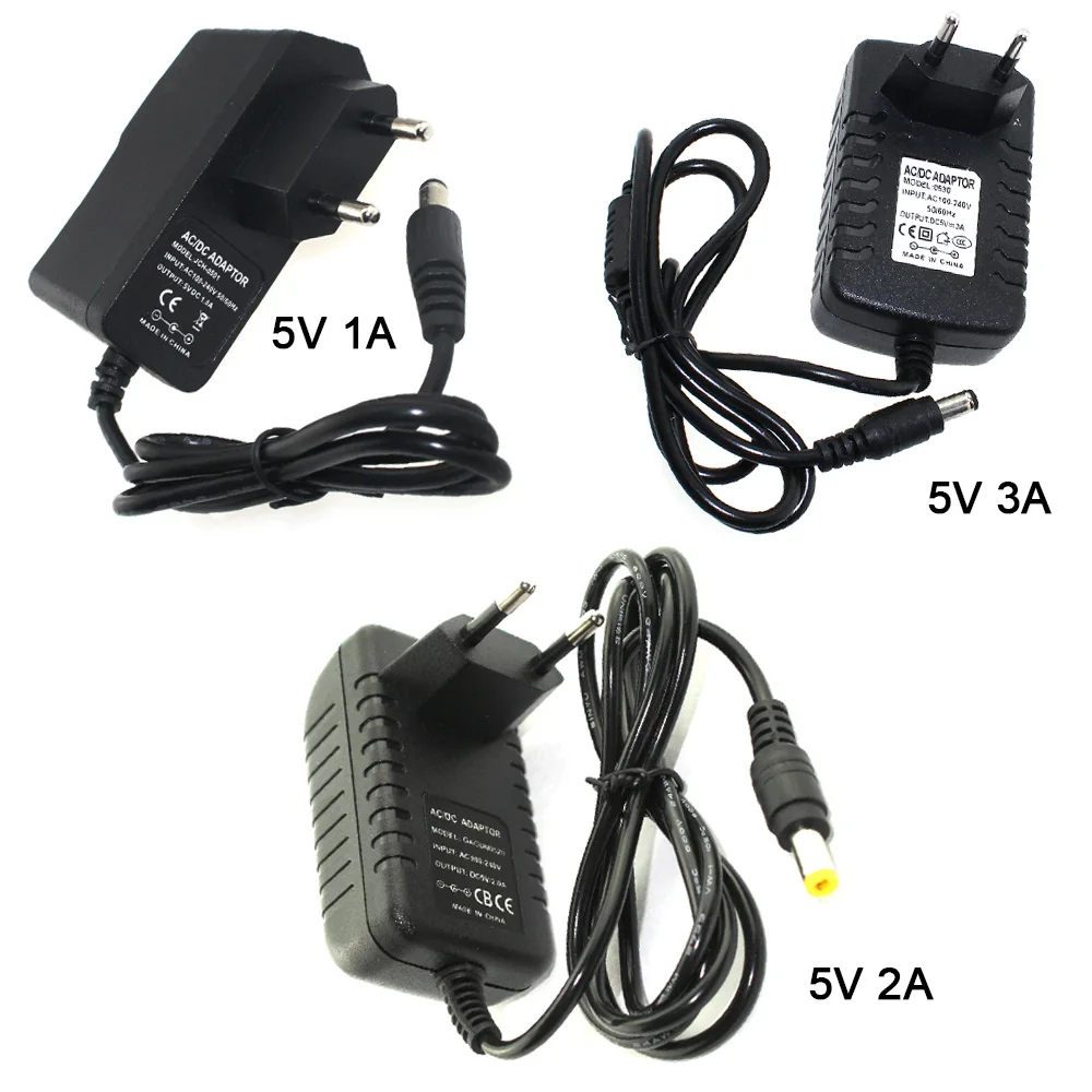 EU US Plug 5V 1A 2A 3A Adapter Power Supply Adapt to 110 220V For DC