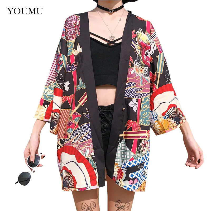 Women Kimono Cardigan JapaneseThin Jacket 4 Colors Yukata Sun