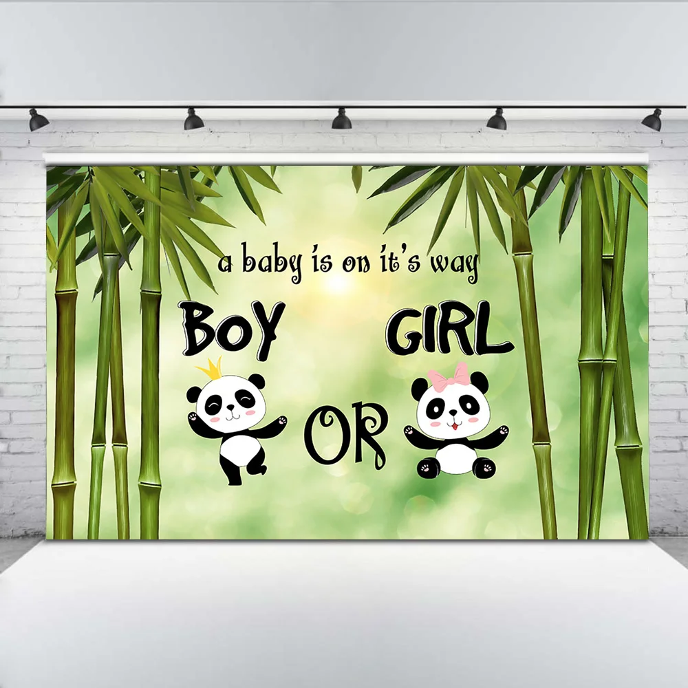 

Boy or Girl Photo Background Newborn Baby Shower Party Backdrop Panda and Bamboo Fotografia Background for Studio