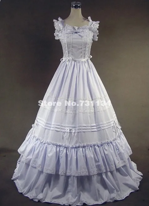 Красивая два слоя белый викторианском стиле Loita платье Southern Belle Принцесса платье Театр одежда