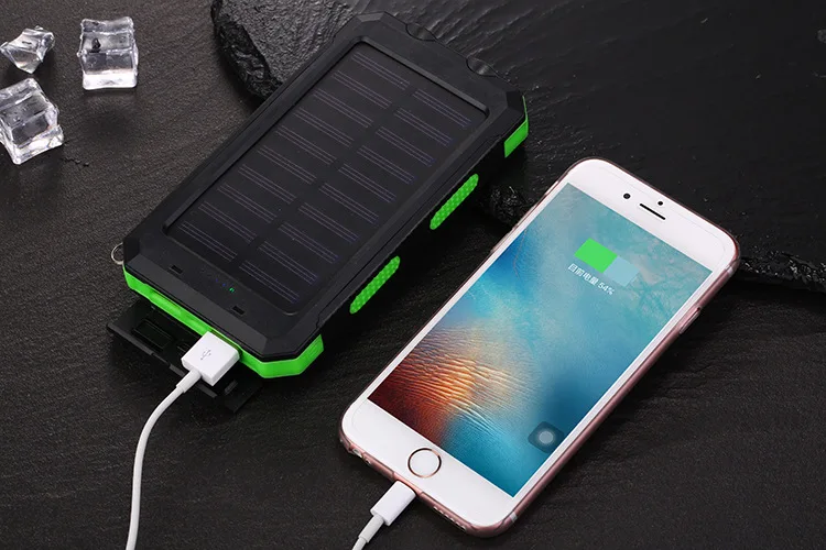 Портативный солнечный внешний аккумулятор 20000 мА/ч, двойной USB внешний аккумулятор, внешний аккумулятор, двойной светодиодный светильник, зарядное устройство для мобильного телефона, Pover Bank