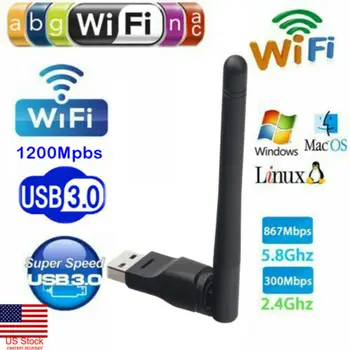 

AC1200Mbps USB3.0 Dual Band 2.4G/5G Wifi Adapter 802.11ac Wireless Network Card