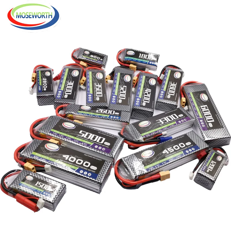 Online 3S 11,1 V 2200, 2800, 3300, 3800, 4200, 5200, 6000mAh 30C40C60C juguetes RC batería LiPo 3S para RC helicóptero Quadcopter