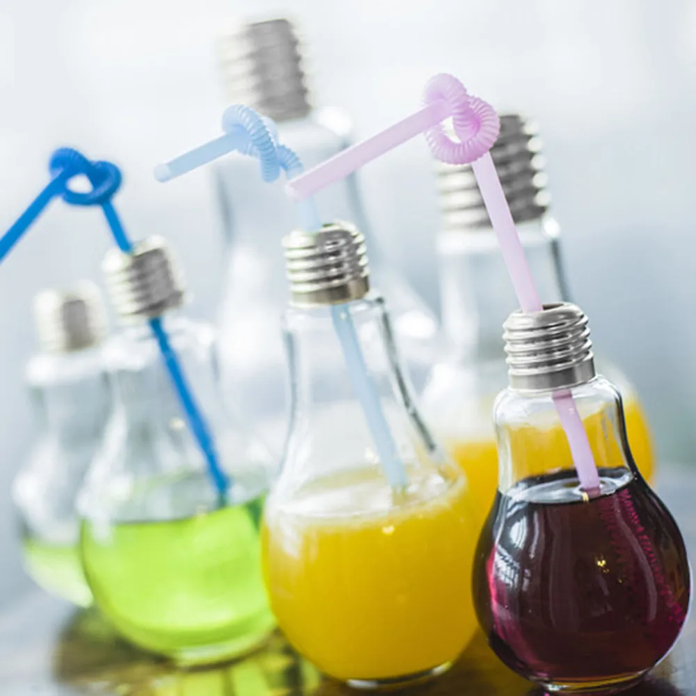 

1PC New Summer Bulb Water Bottle Water Bottle Brief Cute Milk Juice Light Bulbs Leak-proof dropship