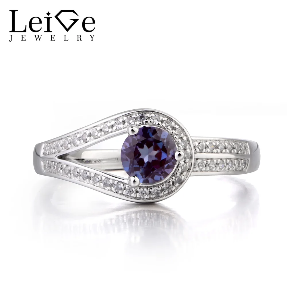 Leige jewelry alexandrite ring engagement ring june birthstone color