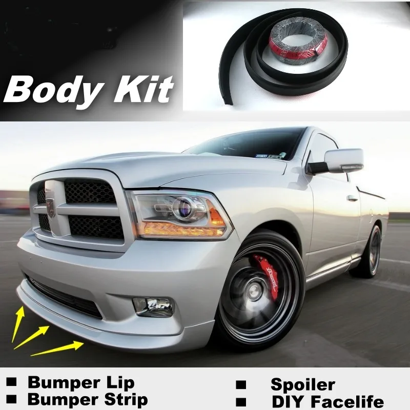 Bumper Lip Deflector Lips For Dodge Ram SRT-10 Front Spoiler Skirt For TopGear Fans to Car View Tuning  Body Kit  Strip