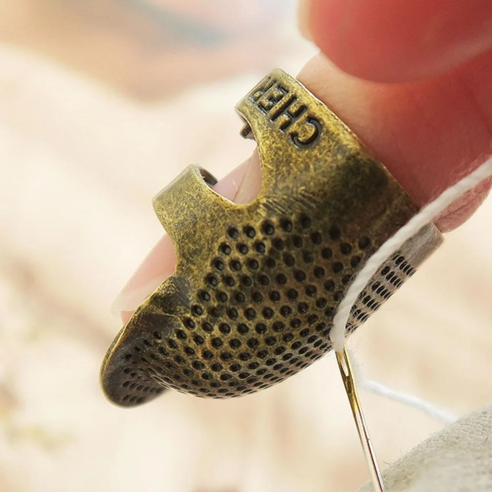 

Retro Finger Protector Metal Thimble Ring Handworking Needle Hoop Ring Household Quilting Crafts Sewing Tools Accessories