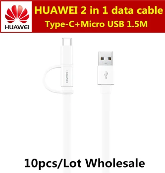 

10pcs 100% Original HUAWEI Honor 2 in 1 USB data cable 1.5M Type-C Micro USB Fast charge Phone Cable For Huawei XIAOMI SAMSUNG