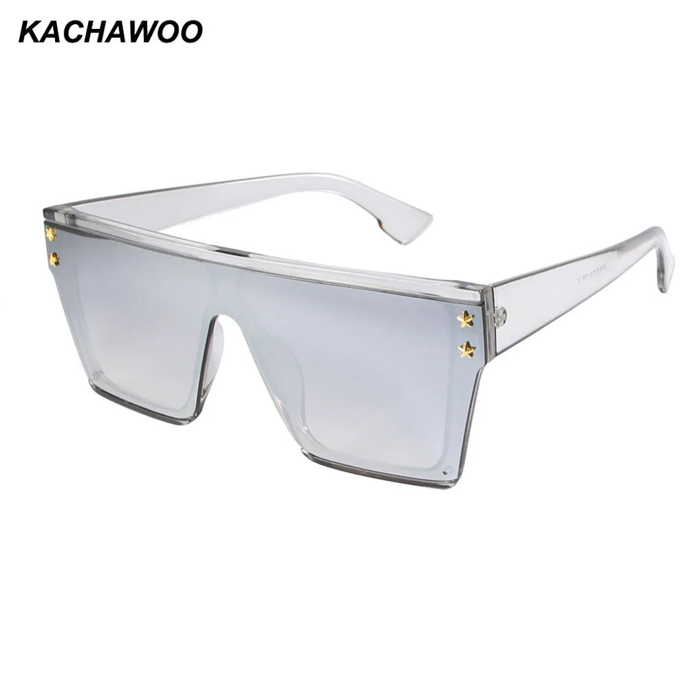 

Kachawoo square oversized sunglasses fashion men rivet black silver mirror big frame sun glasses for ladies one piece eyewear