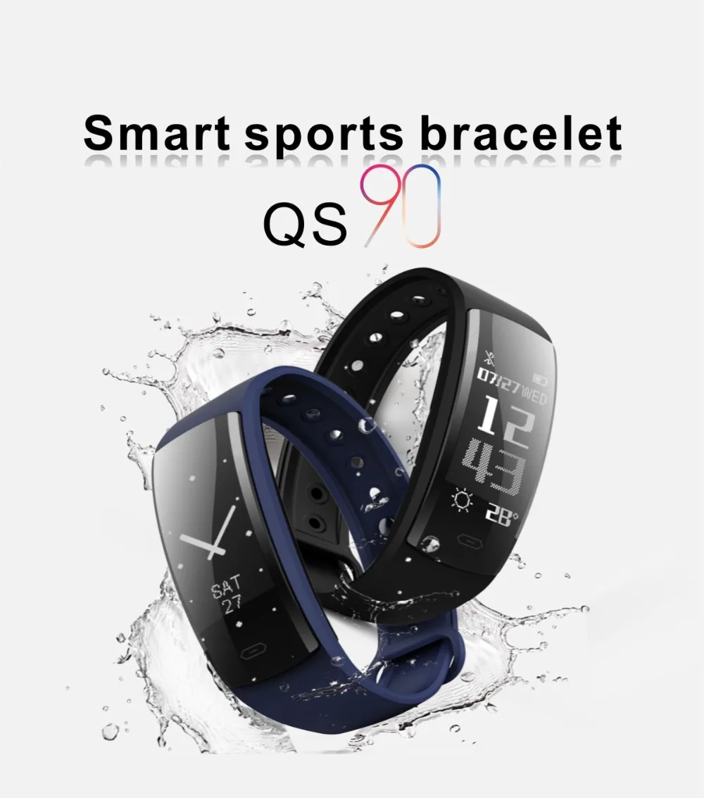 ABAY QS90 смарт браслет монитор сердечного ритма Смарт кровяное давление GPS трек IP67
