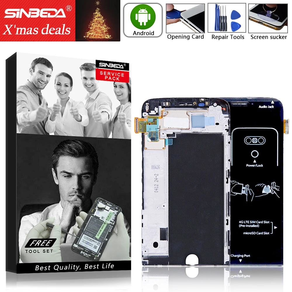 

5.3"Sinbeda 2560*1440 Repair Display For LG G5 LCD Touch Screen with Frame Digitizer Display Screen High Quality 100% Tested AA#