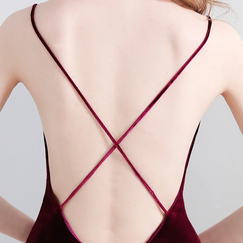 Beauty-Emily Wine Red Evening Dresses 2019 V Neck A-Line Sleeveless Cheap Evening Party Dress Floor-Length Prom Dresses