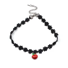 Женщины Сексуальная Мода Старинные Цветок Ромашка Choker Черное Кружево Сеть Сердце Белл Ожерелье