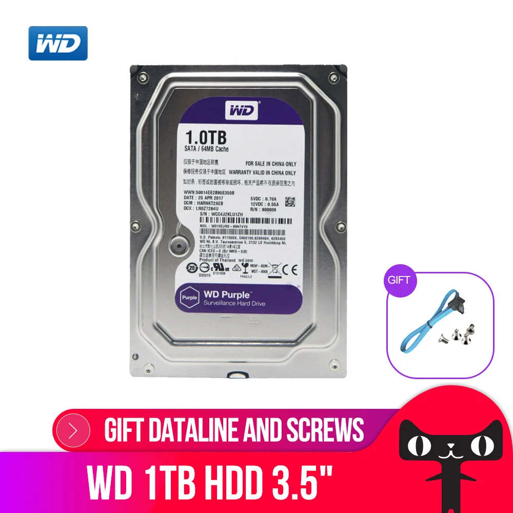 Buy WD Purple 1TB Hard Drive Disk For Security System WD10EJRX HDD 3.5" SATA