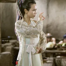 Бая Цзинцзин белый Born Demon Swordlady костюм Hanfu Heroine для классического фильма-китайская Одиссея-часть III