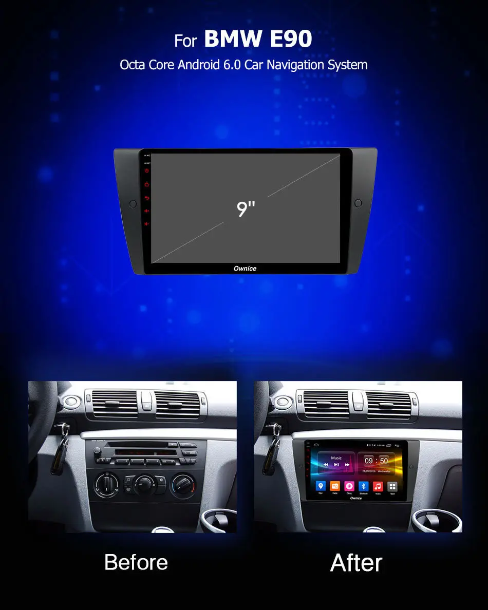 Excellent 9 Inch Ownice Car GPS Player Android 8.1 Multimedia For BMW E90 Dvd Automotivo Radio Stereo DVR DAB+ TPMS DAB PC 2