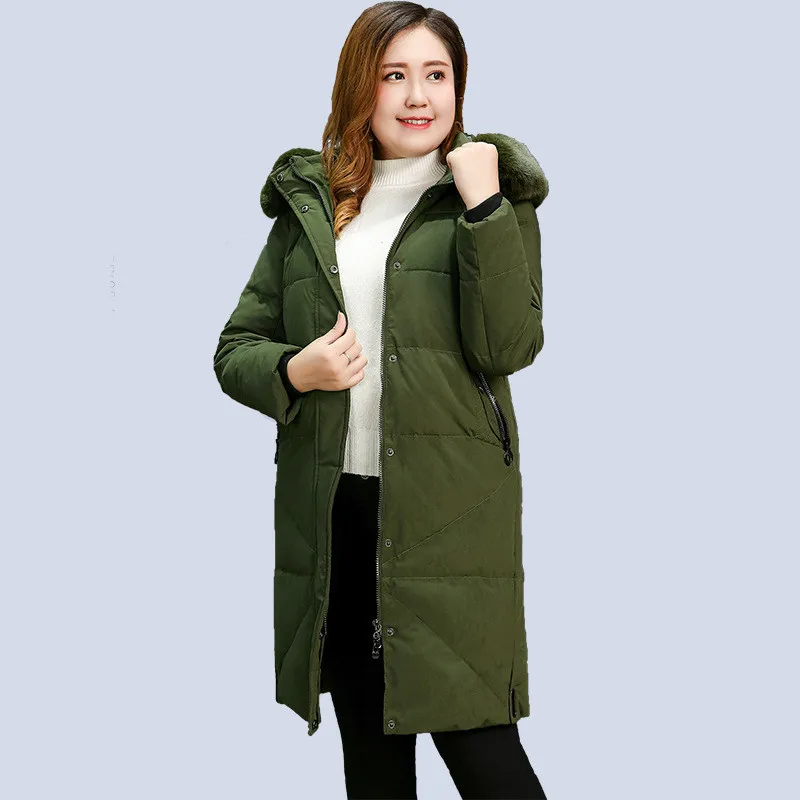 

High Quality Winter Jacket Women Parkas Coat Warm Hooded Long Outerwear Plus Size XL-13XL Female White Duck Down Cotton Jacket