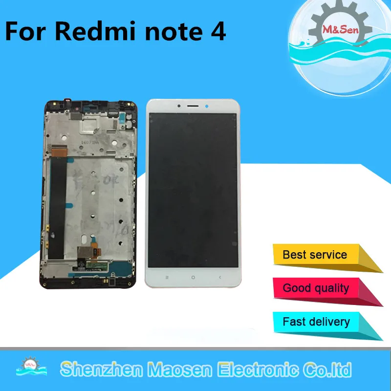 

M&Sen For Xiaomi Redmi Note 4 Note 4 MediaTek MTK Helio X20 3GB 32GB LCD Screen Display+Touch Digitizer Frame For Redmi Note 4