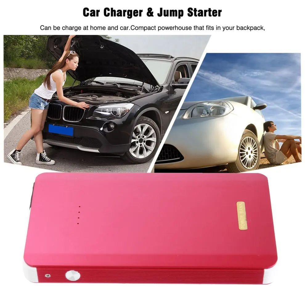 Portable Car Jump Starter Pack Booster LED Charger Battery Power Bank Portable Emergency Power Supply Metal Casing