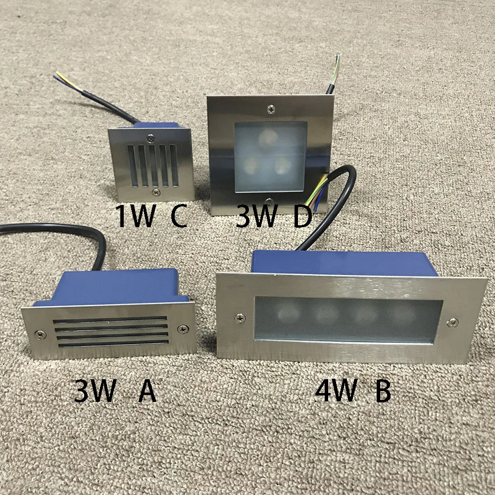 Наружный 1 Вт 2 Вт 3 Вт 4 Вт светодиодный ступенчатый светильник IP68 алюминиевый Встроенный лестничный угловой светильник водонепроницаемый встраиваемый настенный лестничный светильник