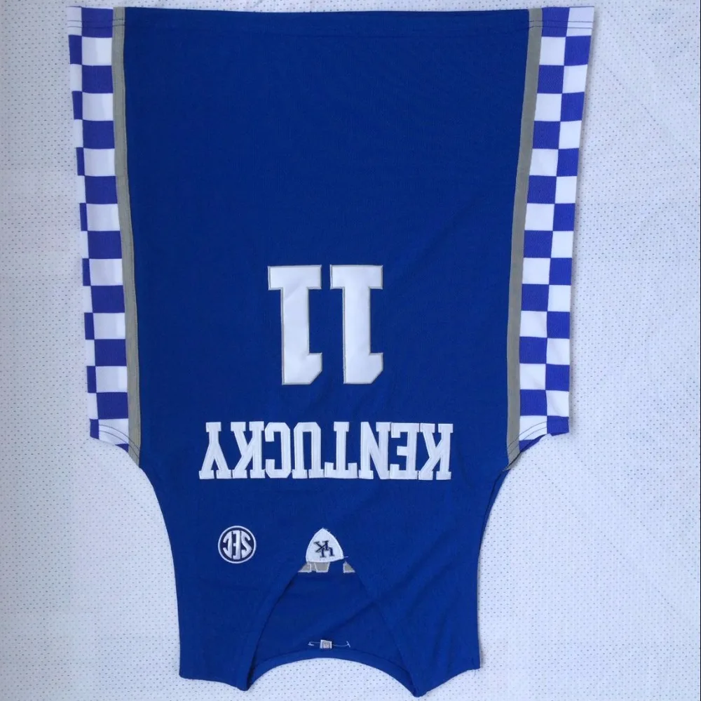 

Men's #11 John Wall Basketball Jerseys Kentucky college jersey White Blue Stitched