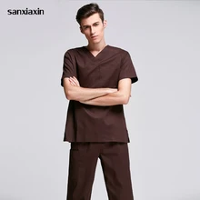 Viaoli Мужская больница с v-образным вырезом стоматологическая клиника Хирургическая Одежда медицинский медсестры короткий костюм с длинными рукавами