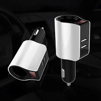 

Thbelieve 2 USB Car Chargers 5V 2.1A Fast Charging Car Cigarette Lighter Auto Car-Charge With LED Voltage Display Auto-Chargers